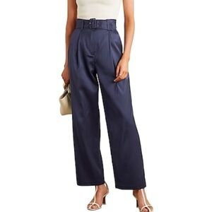 Fleur du Mal High Rise Navy Pleated Trouser Pants